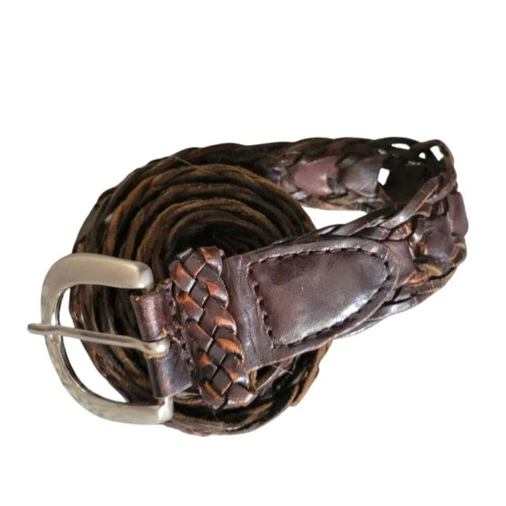 Capezio Brown Genuine Leather Braided Belt Size Medium/Large
